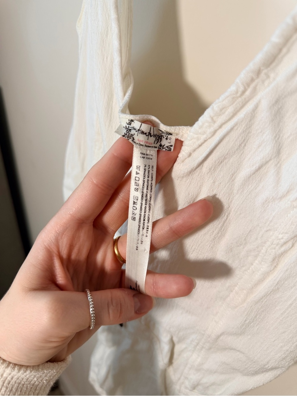 Free People White Button-Front V-Neck Cotton Camisole - Picture 6 of 8